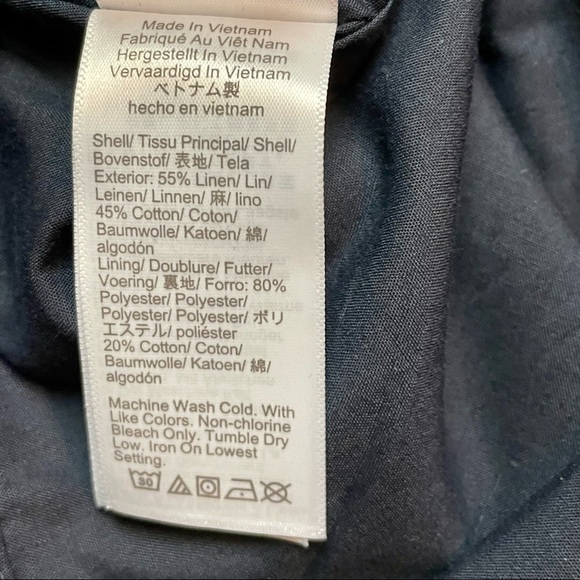 J Crew Factory NWT Navy Blue Linen Blend A-Line Knee Length Button Pocket Skirt - Picture 6 of 11